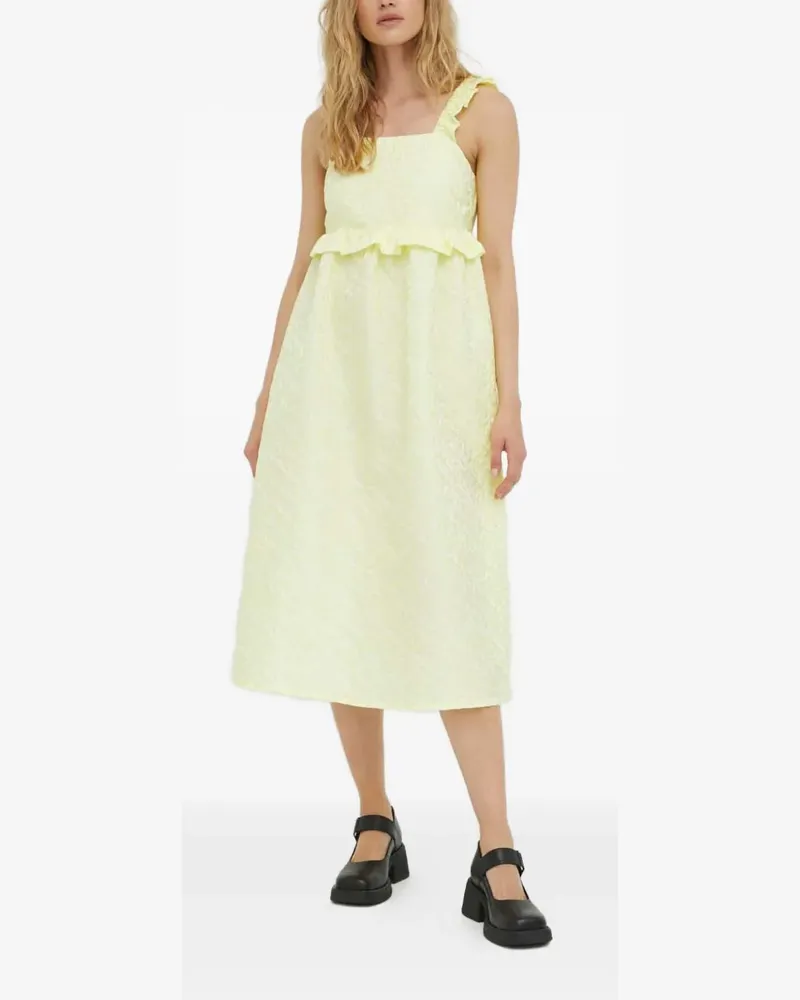Résumé Jacquard-Maxikleid mit Rüschen - Gelb Gelb