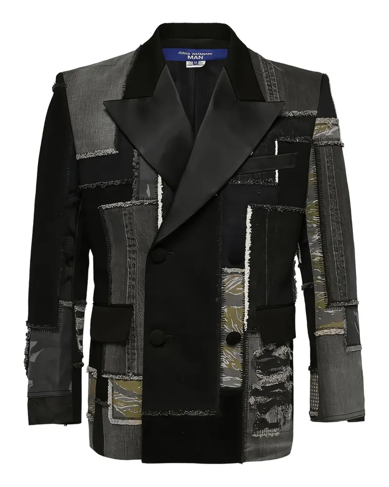 Junya Watanabe Doppelreihiges Sakko im Patchwork-Look - Schwarz Schwarz