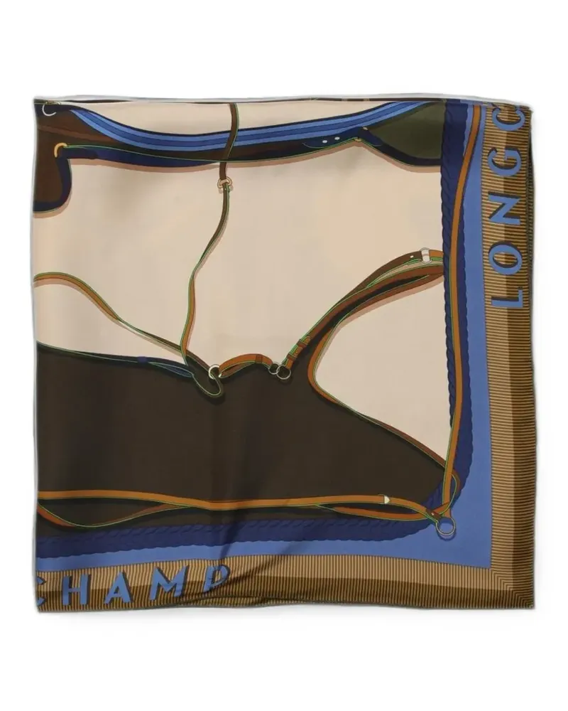 Longchamp graphic-print silk scarf - Braun Braun