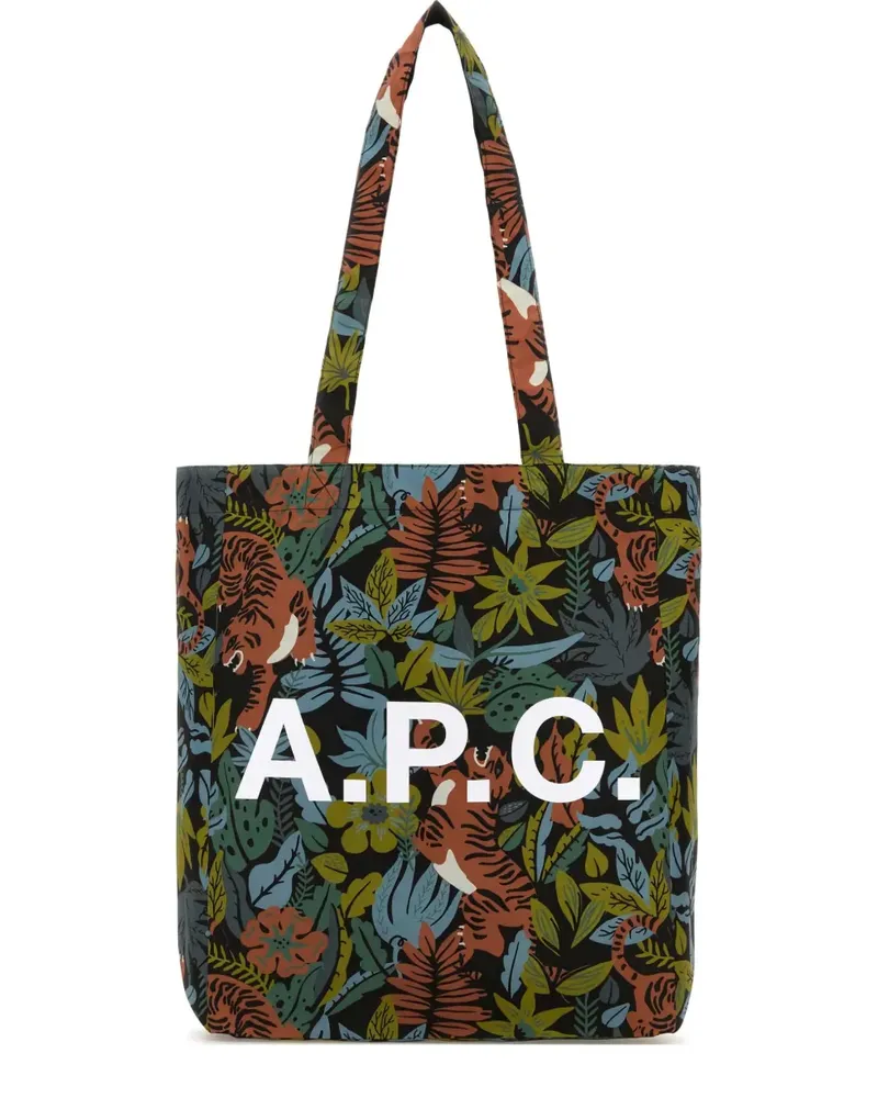 A.P.C. Lou Tote Bag mit Print - Schwarz Schwarz