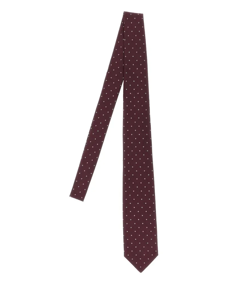 BARBA Jacquard-Krawatte mit Polka Dots - Rot Rot