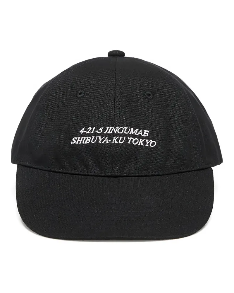 BAPE Baseballkappe mit Slogan-Stickerei - Schwarz Schwarz