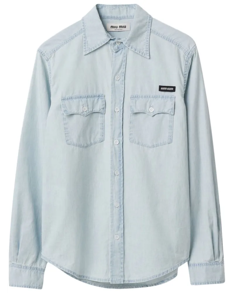 Miu Miu Hemd mit Logo-Applikation - Blau Blau