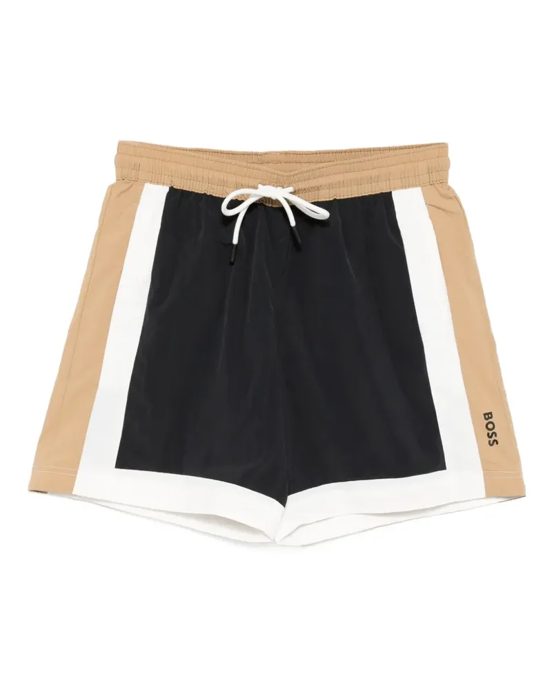HUGO BOSS Badeshorts mit Logo-Print - Schwarz Schwarz