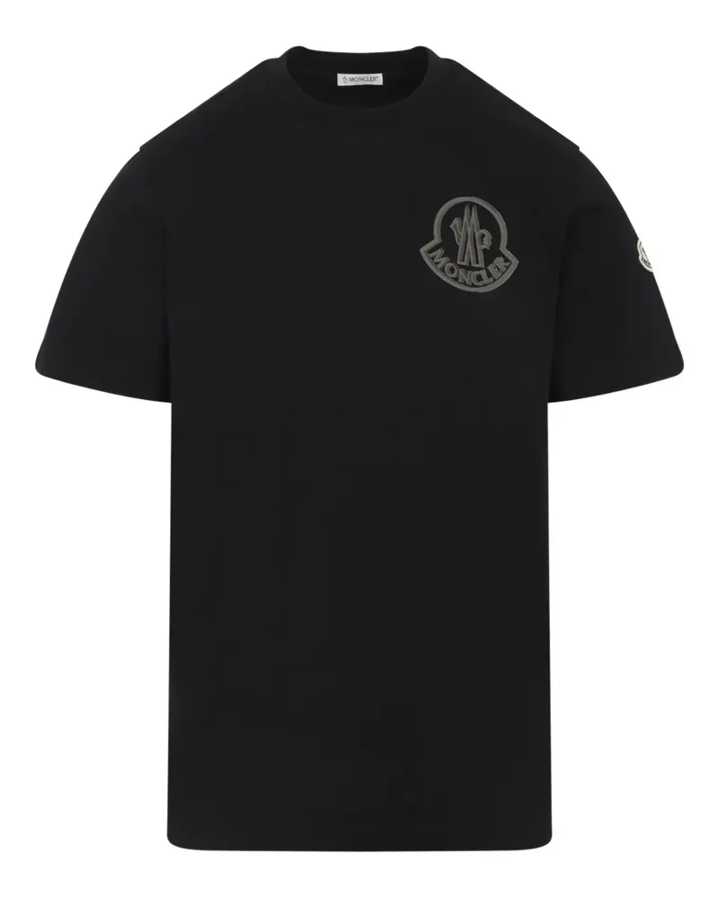 Moncler T-Shirt mit Logo-Patch - Schwarz Schwarz