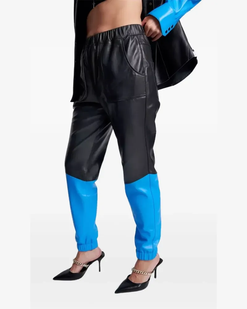 One Teaspoon elasticated-cuffs leather trousers - Schwarz Schwarz
