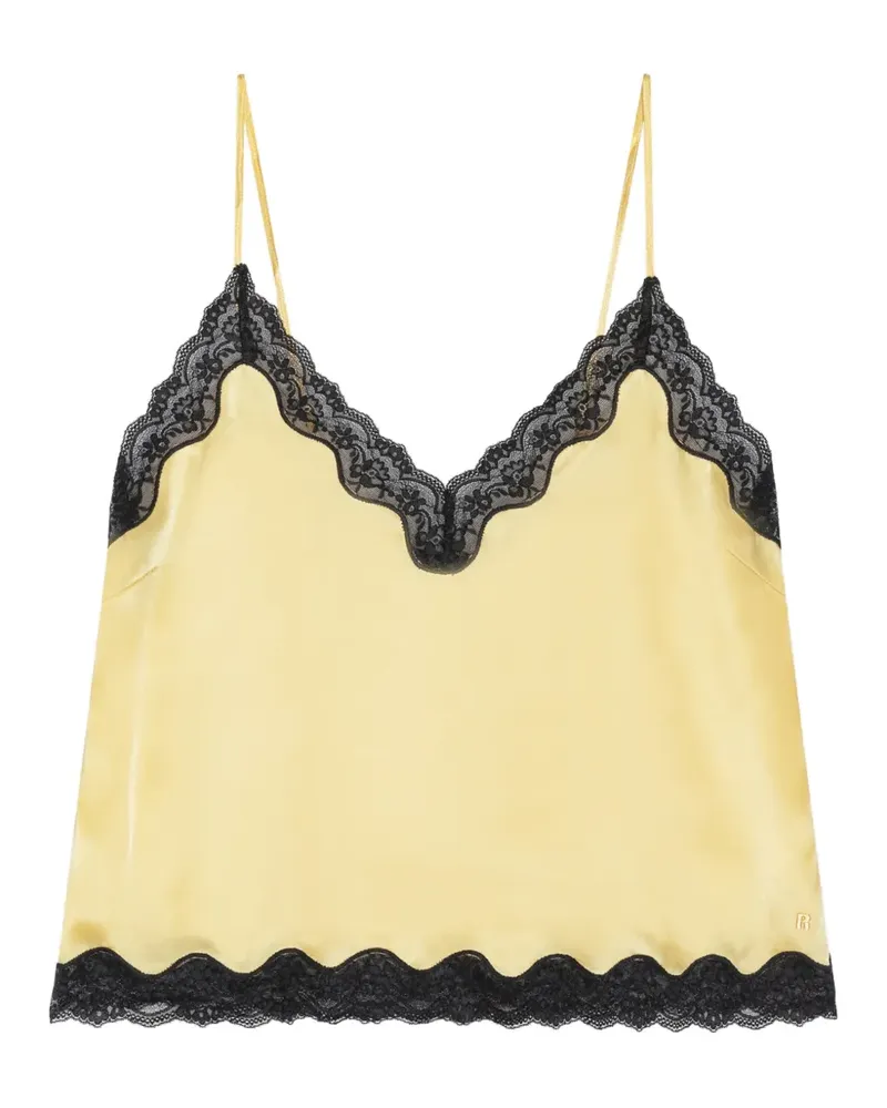 ROTATE Birger Christensen x Love Stories lace V-neck top - Gelb Gelb