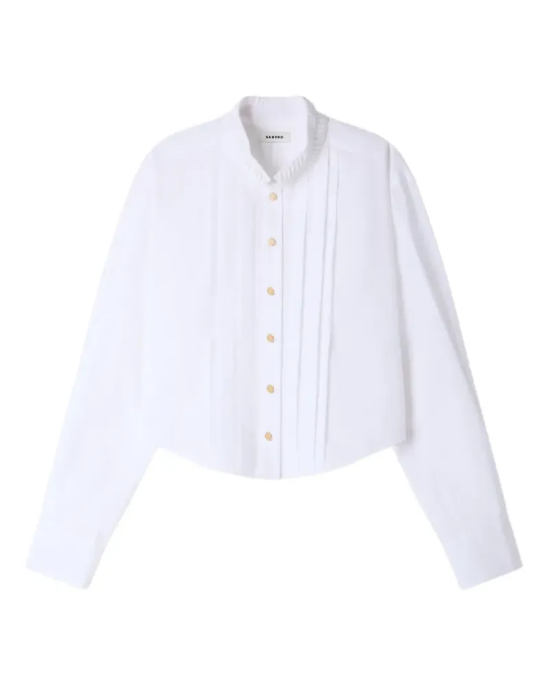 Sandro Rüschen-Kragen-Shirt mit Pintuck-Detail - Weiß Weiß