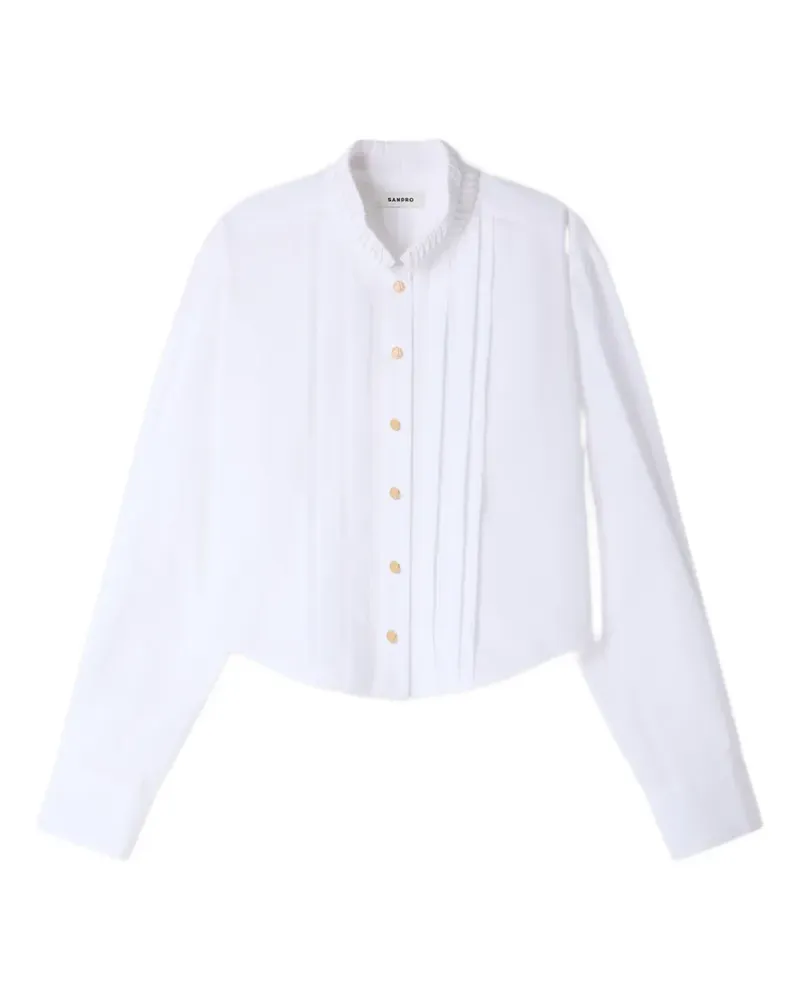 Sandro Rüschen-Kragen-Shirt mit Pintuck-Detail - Weiß Weiß