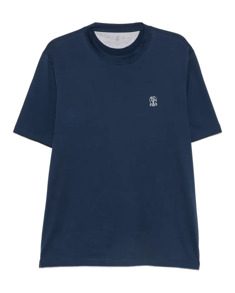 Brunello Cucinelli T-Shirt mit Logo-Stickerei - Blau Blau