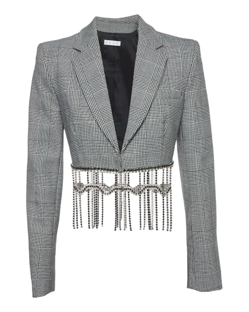 Area Blazer mit Hahnentrittmuster und Kristallfransen - Weiß Weiß