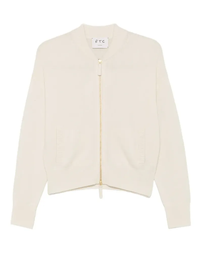 FTC Cashmere Gerippter Cardigan mit Reißverschluss - Nude Nude