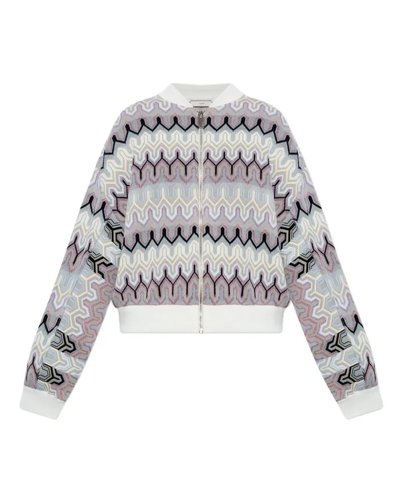 AKEP zigzag-knit zip-up jacket - Weiß Weiß