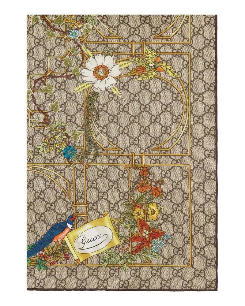 Gucci Seidenschal mit Blumen-Print - Nude Nude