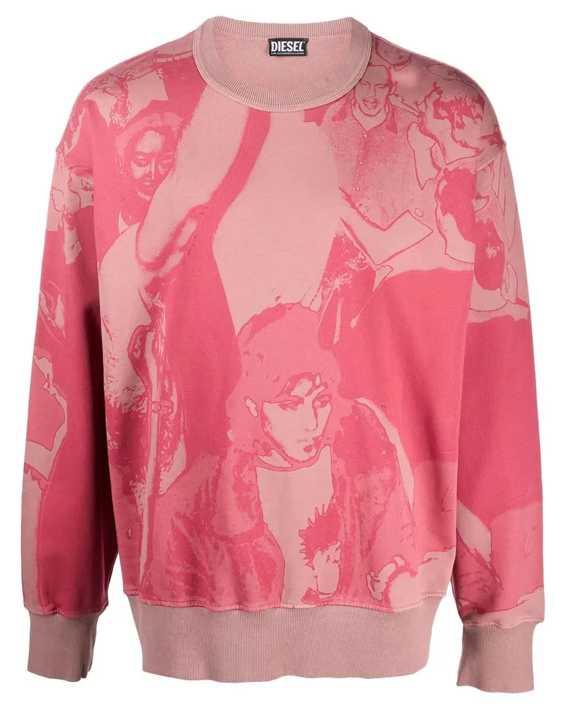 Diesel Sweatshirt mit grafischem Print - Rosa Rosa