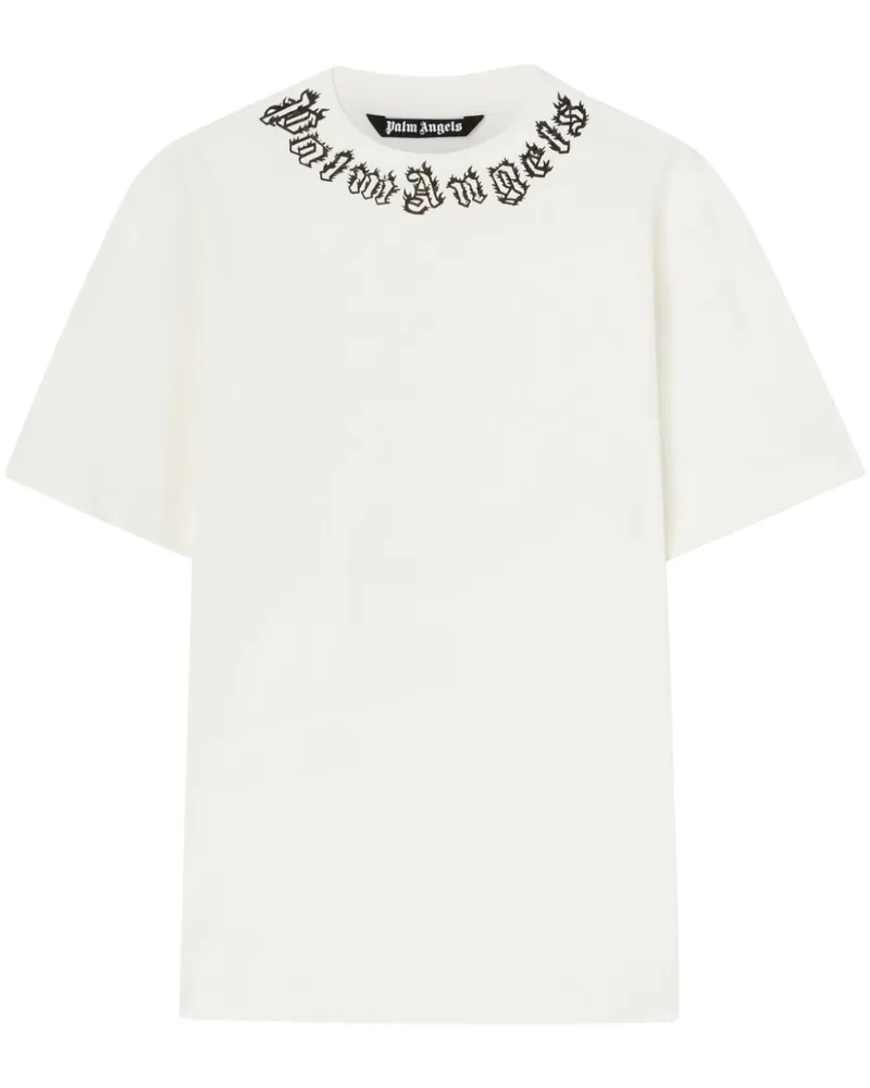 Palm Angels T-Shirt mit Kragen-Logo - Weiß Weiß