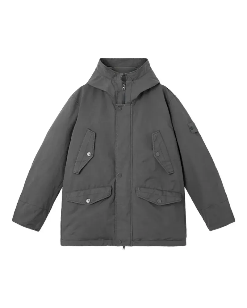 Stone Island Kapuzenparka mit diagonaler Tasche - Grau Grau