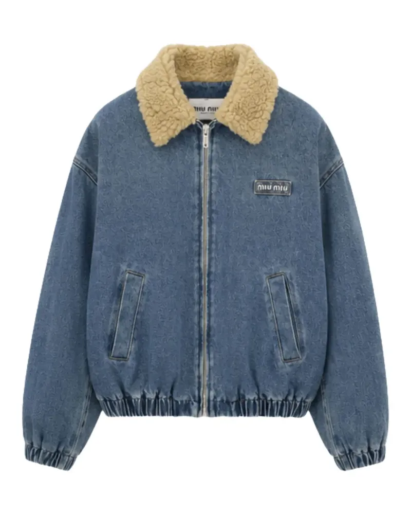 Miu Miu Jeansjacke mit Shearling-Kragen - Blau Blau