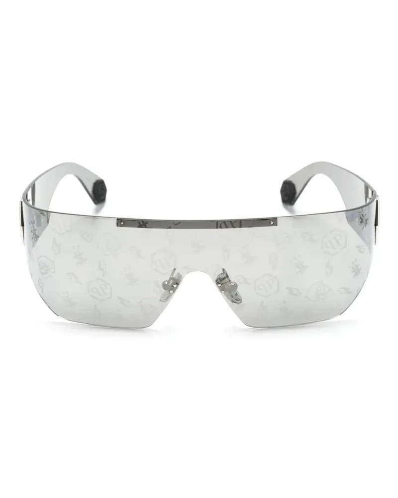 Philipp Plein Plein Hero Sonnenbrille mit Logo-Schild - Grau Grau
