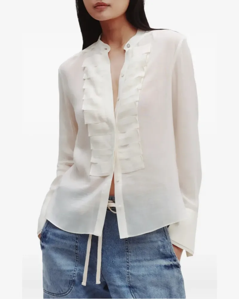 TWP ruffled-trim blouse - Weiß Weiß