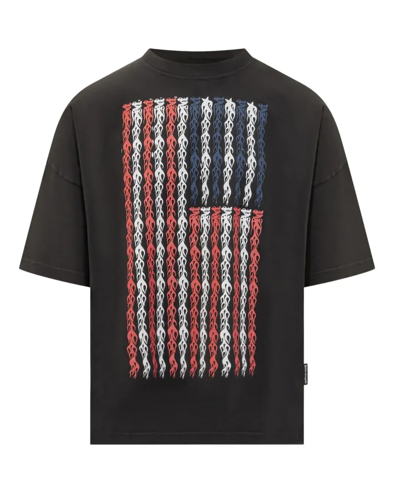 Palm Angels Flames T-Shirt - 1084|BLACK MULTICOLOR 1084