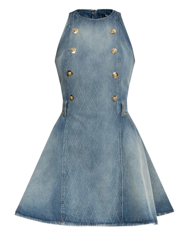 Balmain Jeanskleid mit Deko-Knöpfen - Blau Blau