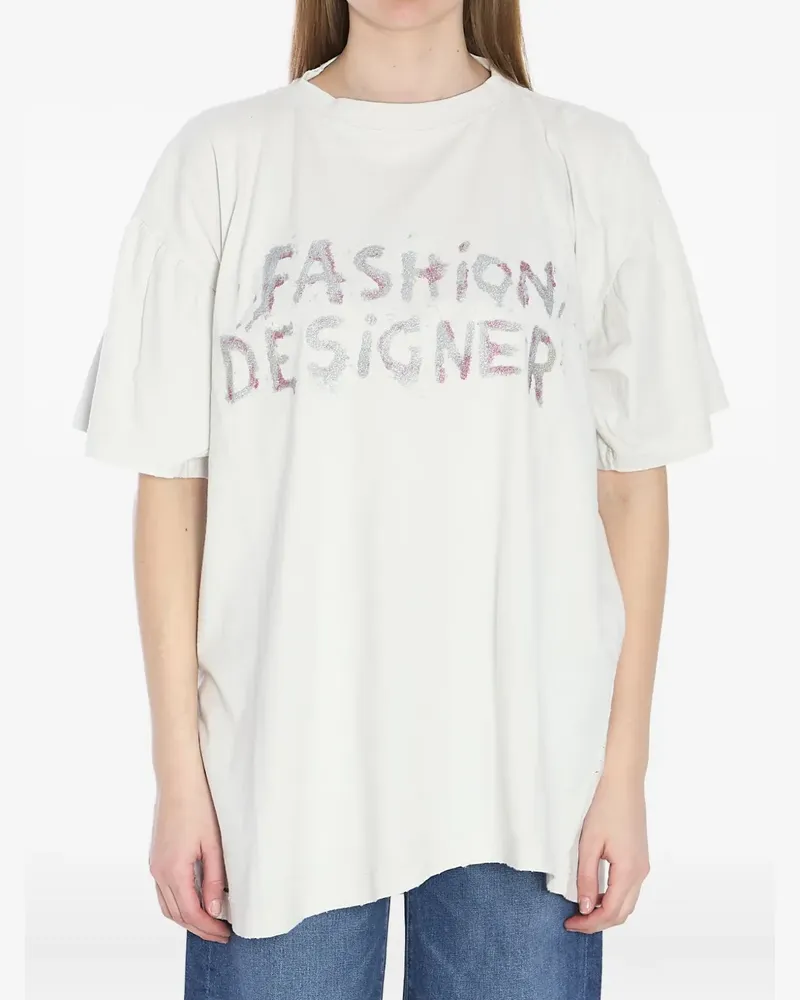 Balenciaga T-Shirt in Distressed-Optik - Grau Grau