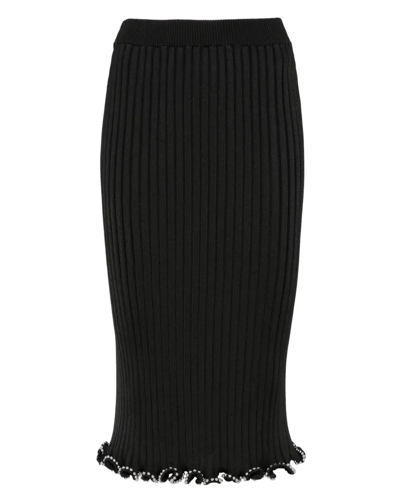 Jil Sander Midirock mit Perlen - Schwarz Schwarz