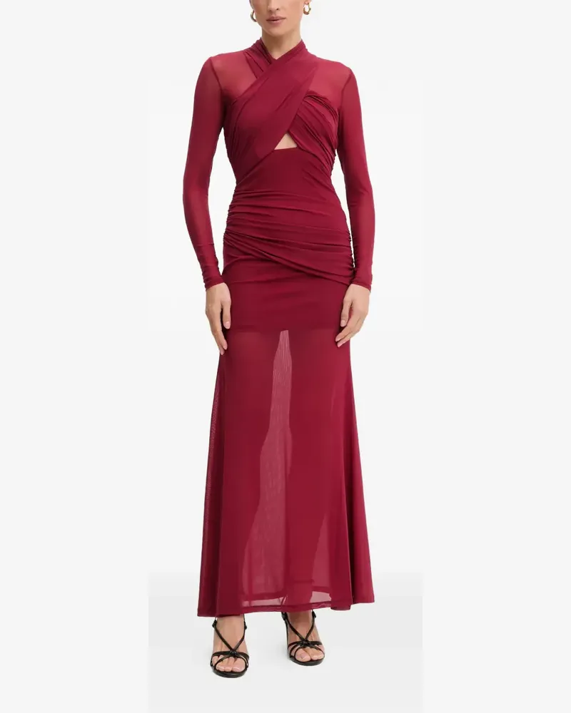 Bardot Veria long-sleeve ruched maxi dress - Rot Rot