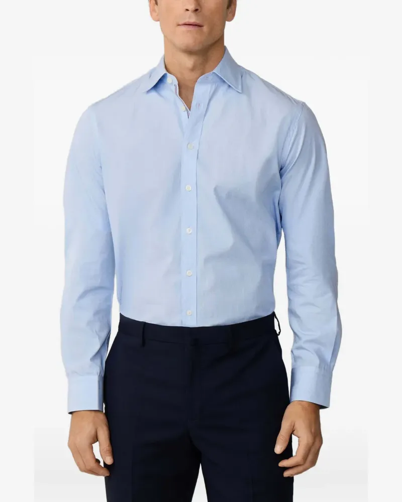 Hackett Popeline-Hemd mit gestreiften Details - Blau Blau