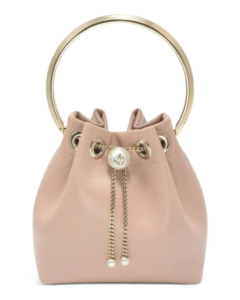 Jimmy Choo Bon Bon pearl-embellished bucket bag - Nude Nude
