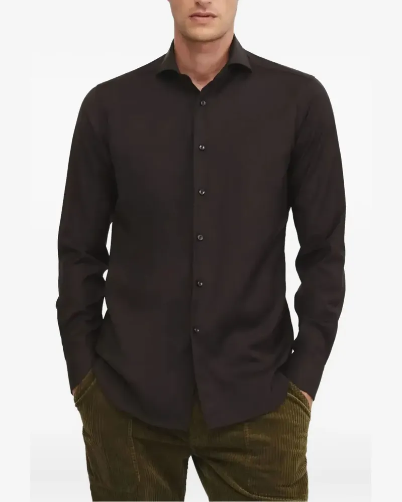 XACUS button-cuff wool shirt - Braun Braun