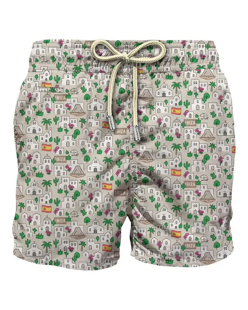 MC2 Saint Barth Ibiza-print drawstring swim shorts - Nude Nude