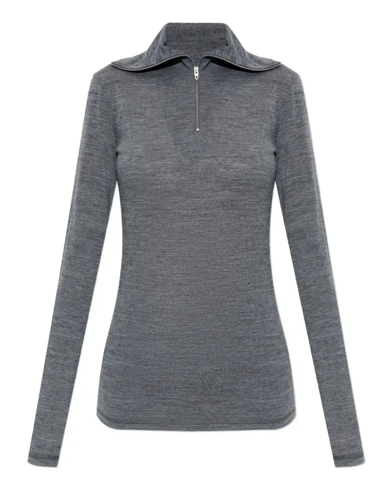 Jil Sander quarter-zip stand-up collar top - Grau Grau