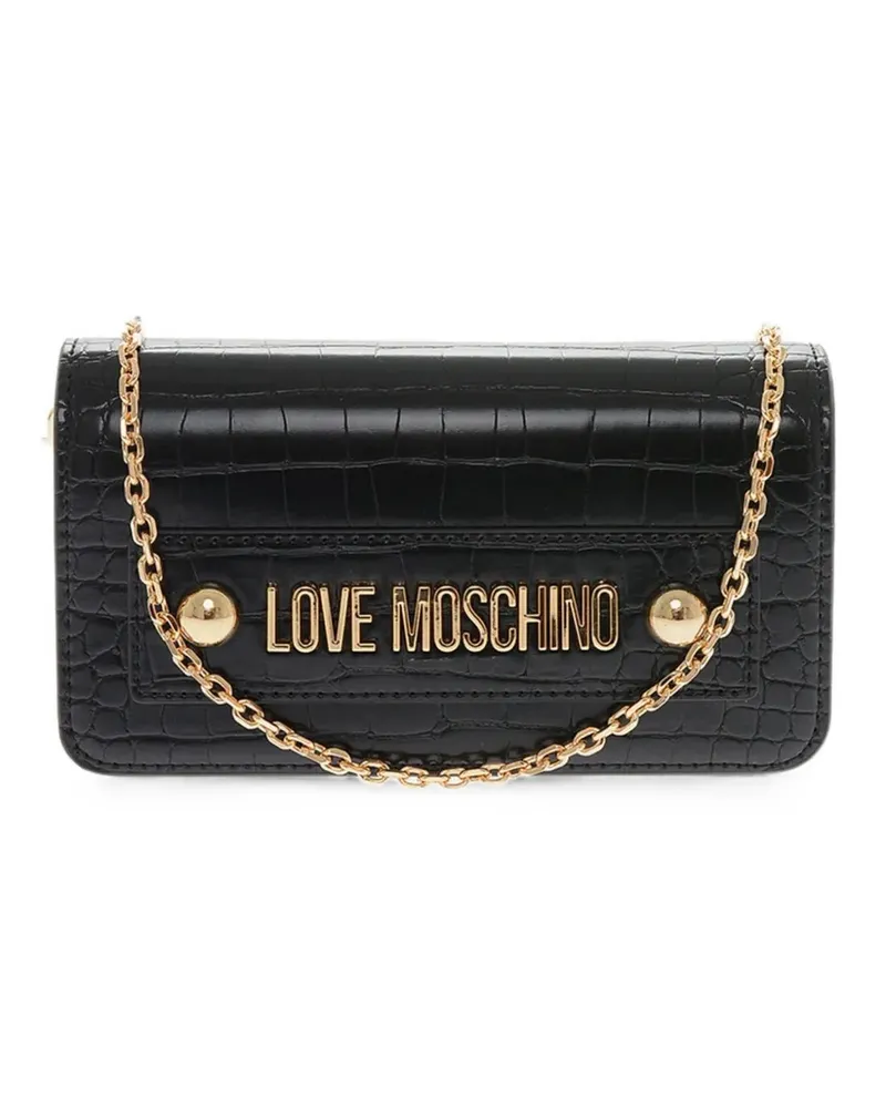 Moschino Schultertasche mit Kroko-Effekt - Schwarz Schwarz