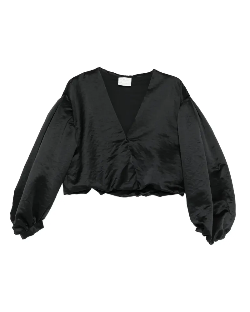 forte_forte Bluse mit Ballonärmeln - Schwarz Schwarz