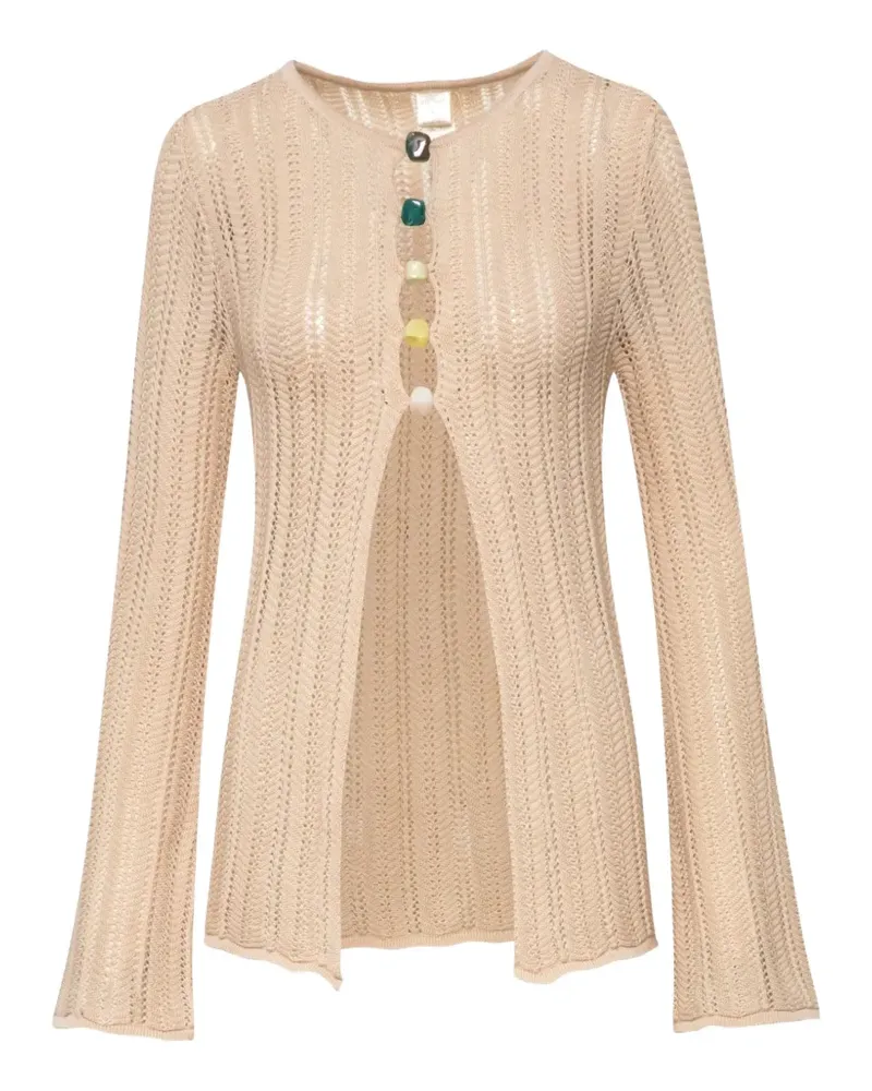 Baobab Collection Corsica stone-embellished bell-sleeve top - Nude Nude