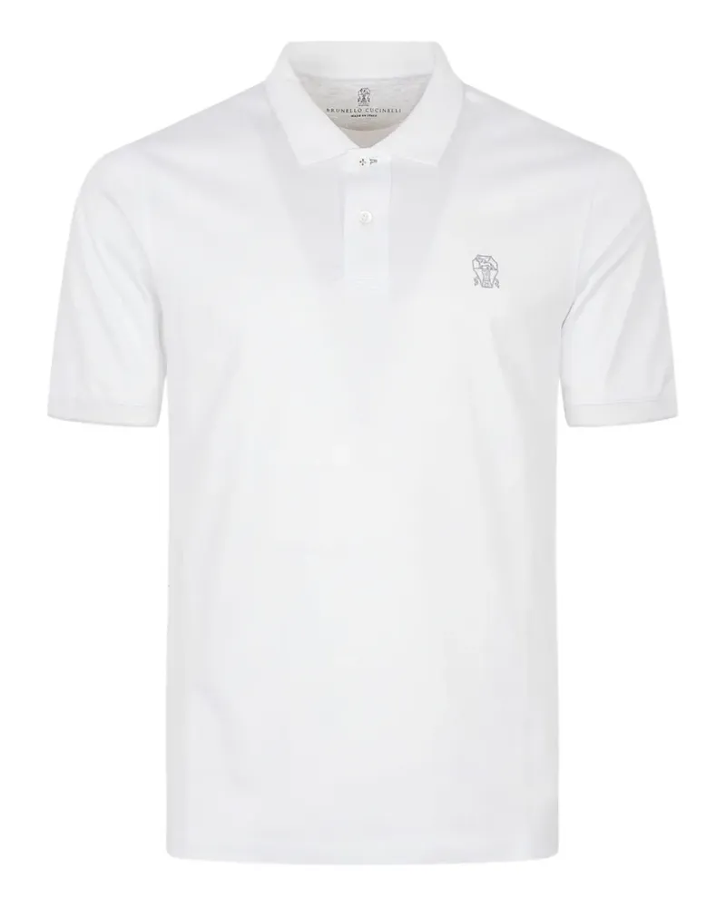 Brunello Cucinelli logo-embroidered polo shirt - Weiß Weiß