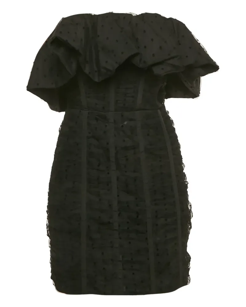 Self-Portrait flocked strapless mini dress - Schwarz Schwarz