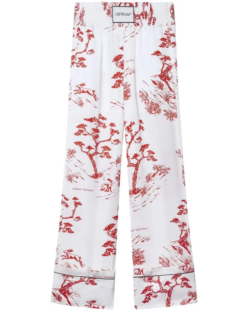 OFF-WHITE Pyjamahose mit Logo-Patch - Weiß Weiß