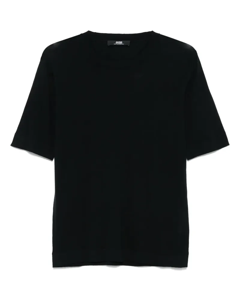 Alpha Studio Fein gestricktes T-Shirt - Blau Blau