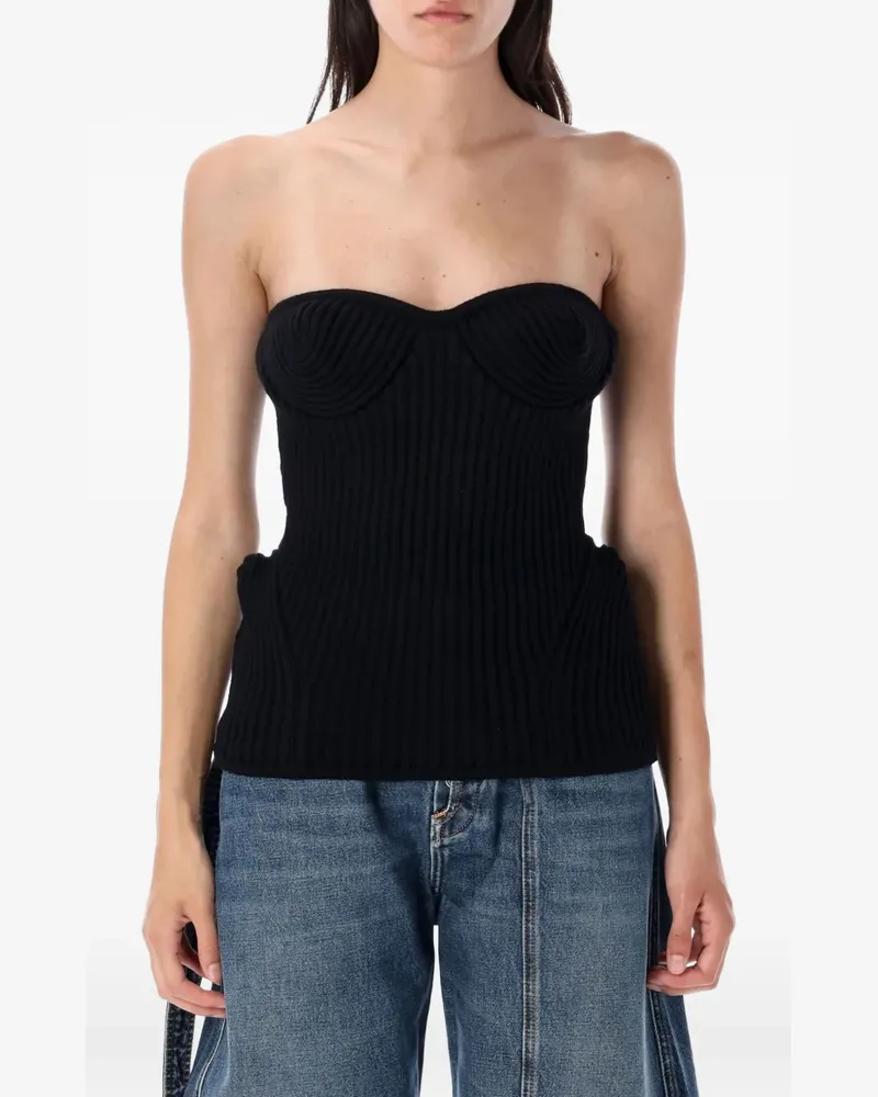 Jean Paul Gaultier Bustier-Top aus geripptem Strick - Schwarz Schwarz
