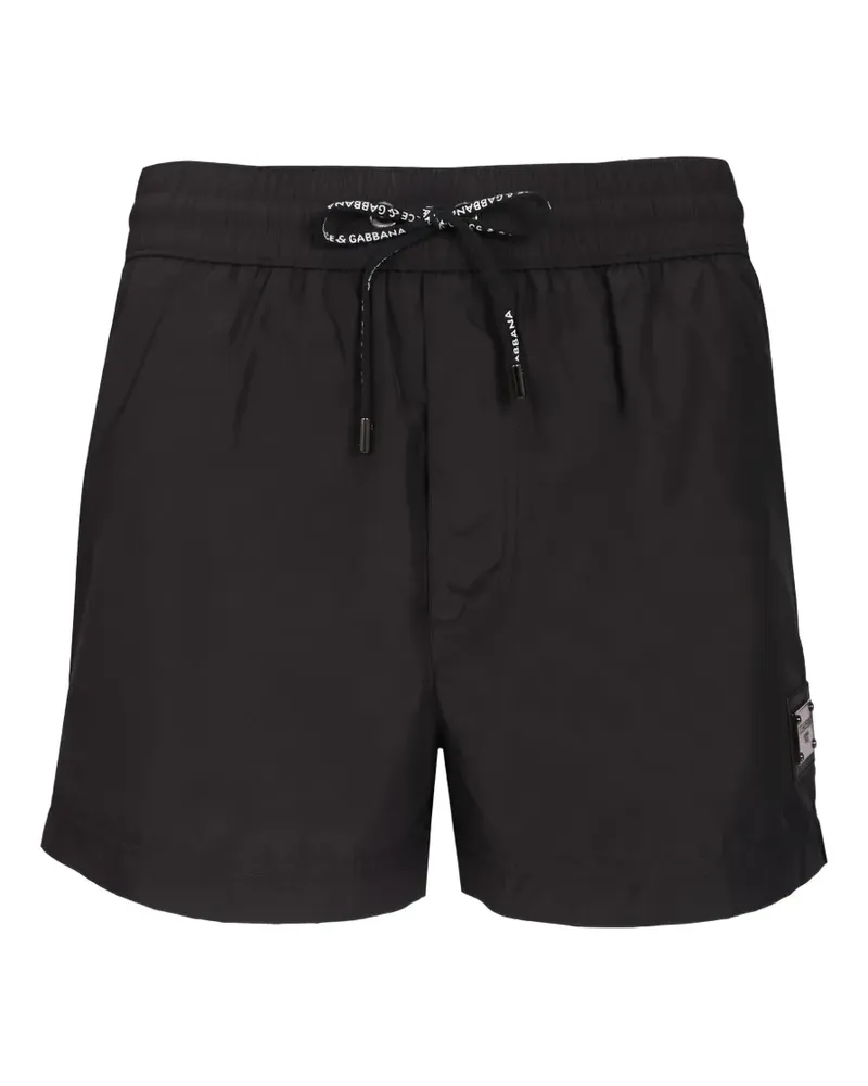 Dolce & Gabbana Kurze Badehose mit Logo-Schild - Schwarz Schwarz