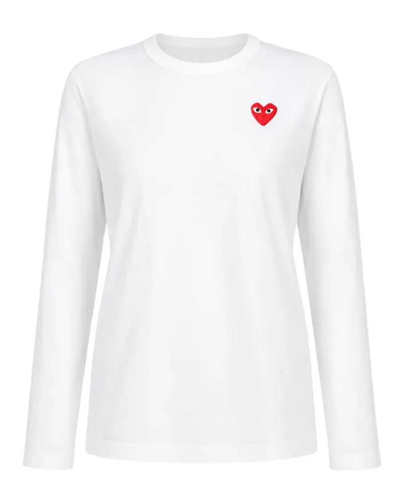 Comme des Garçons heart-patch long-sleeve T-shirt - Weiß Weiß