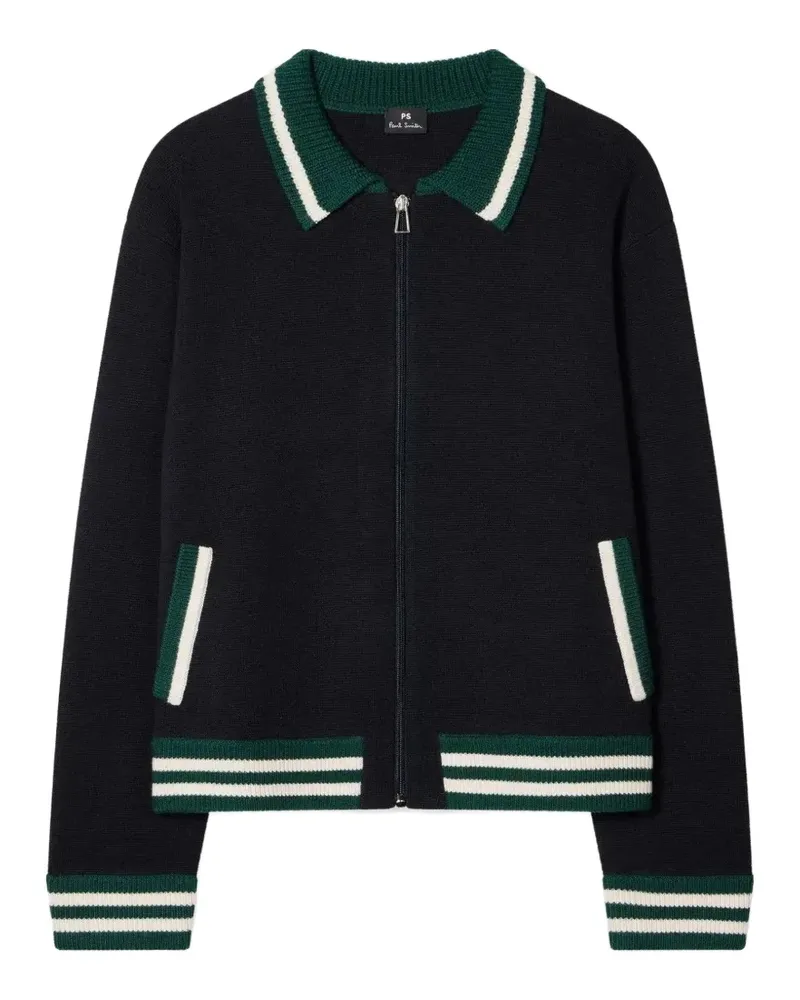 Paul Smith striped-trim zip-up cardigan - Blau Blau