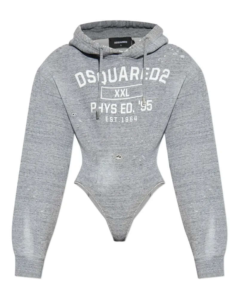 Dsquared2 Kapuzen-Body mit Distressed-Detail - Grau Grau
