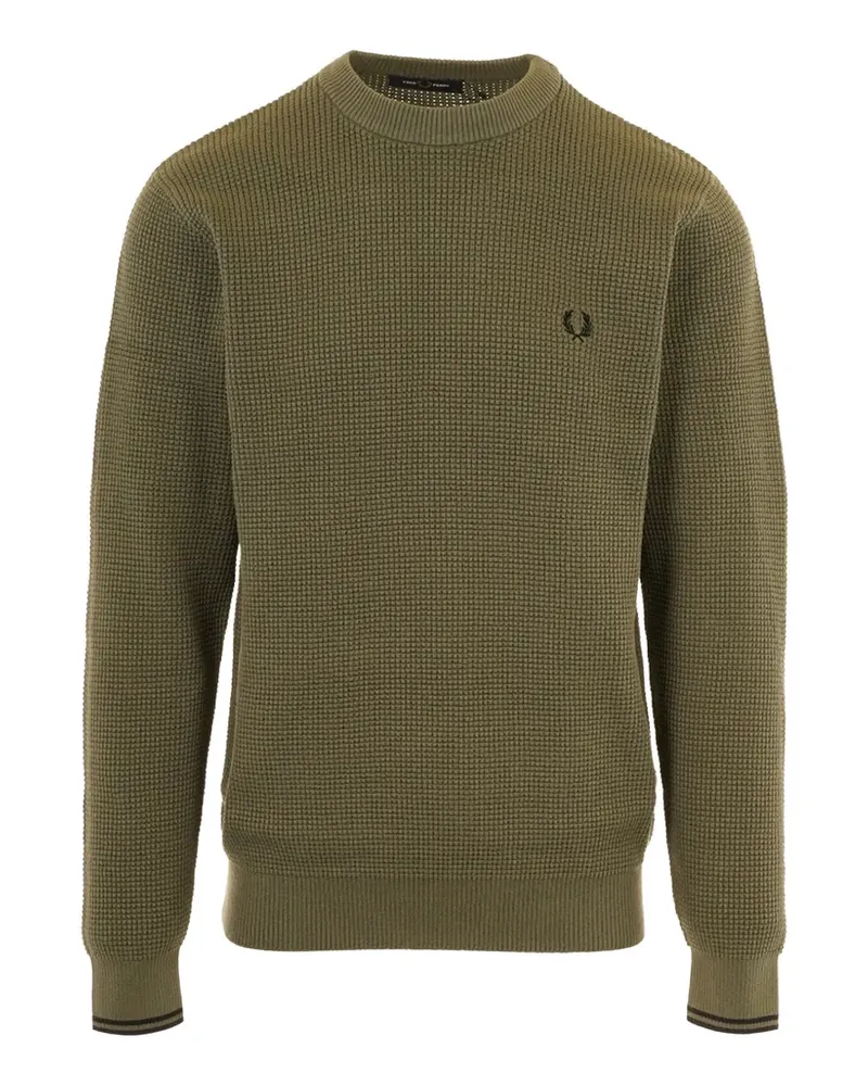 Fred Perry waffle-knit embroidered-logo sweater - Grün Grün
