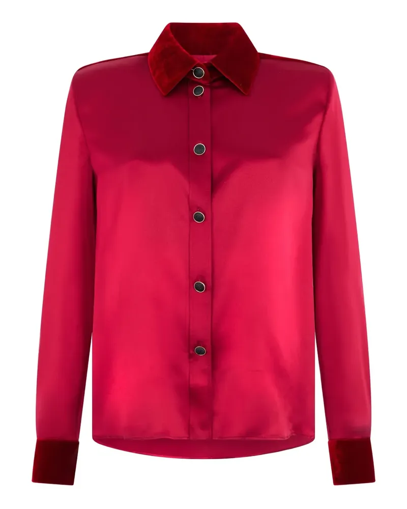 Roberto Cavalli Seidenhemd mit Samteinsatz - Rot Rot