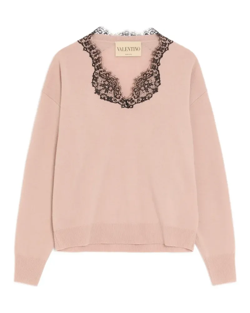 Valentino Garavani cashmere sweater with lace - Rosa Rosa