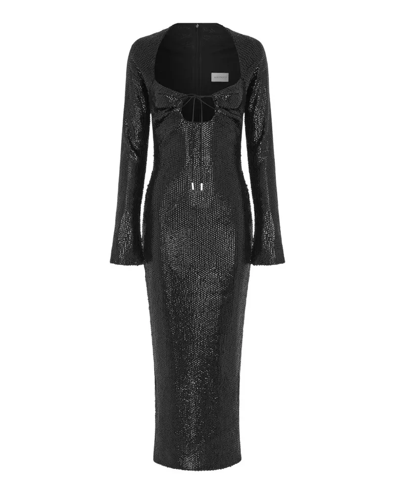 16ARLINGTON Amiata Midikleid mit rautenförmigen Pailletten - Schwarz Schwarz